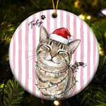 Custom Pet Christmas Watercolor Striped Pattern - Personalized Ornament 2