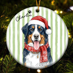 Custom Pet Christmas Watercolor Striped Pattern - Personalized Ornament 3