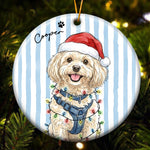 Custom Pet Christmas Watercolor Striped Pattern - Personalized Ornament 4