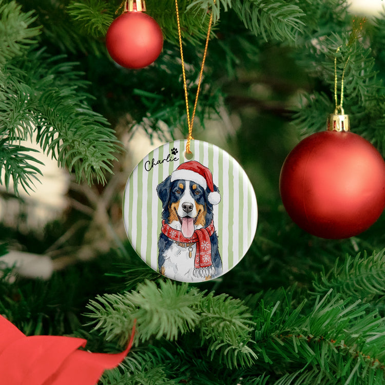 Custom Pet Christmas Watercolor Striped Pattern - Personalized Ornament 7