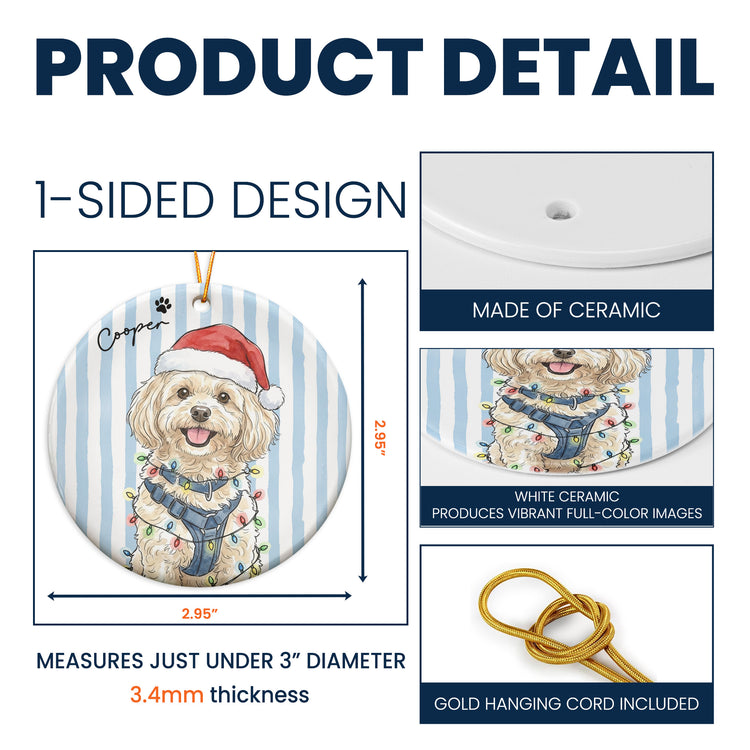Custom Pet Christmas Watercolor Striped Pattern - Personalized Ornament 8