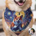 Custom Pet Dog Cat Portrait Halloween Van Gogh Art - Personalized Bandana Collar 1