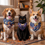 Custom Pet Dog Cat Portrait Halloween Van Gogh Art - Personalized Bandana Collar 2