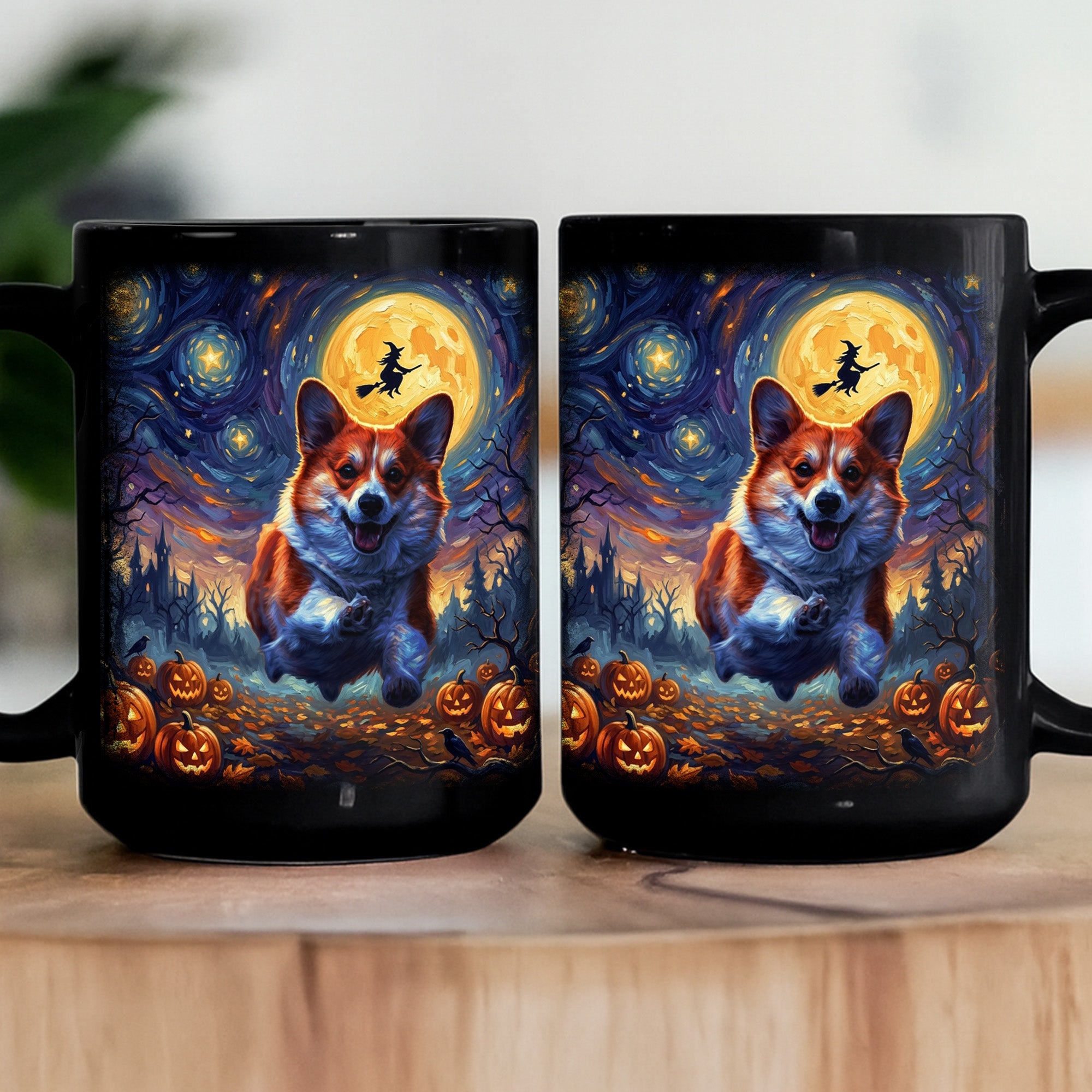 Custom Pet Dog Cat Portrait Halloween Van Gogh Art - Personalized Mug 3