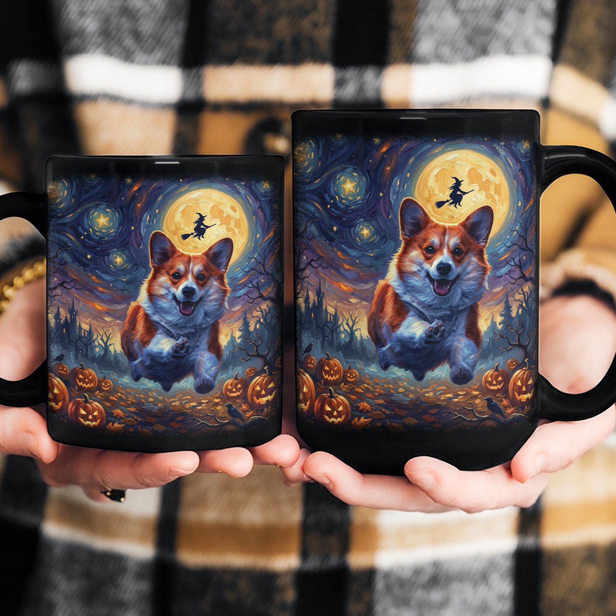 Custom Pet Dog Cat Portrait Halloween Van Gogh Art - Personalized Mug 4