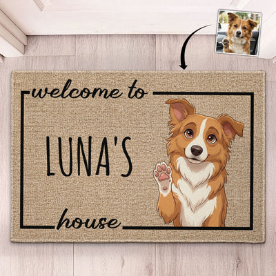 Custom Pet Funny Cartoon Art Welcome Mat - Personalized Doormat