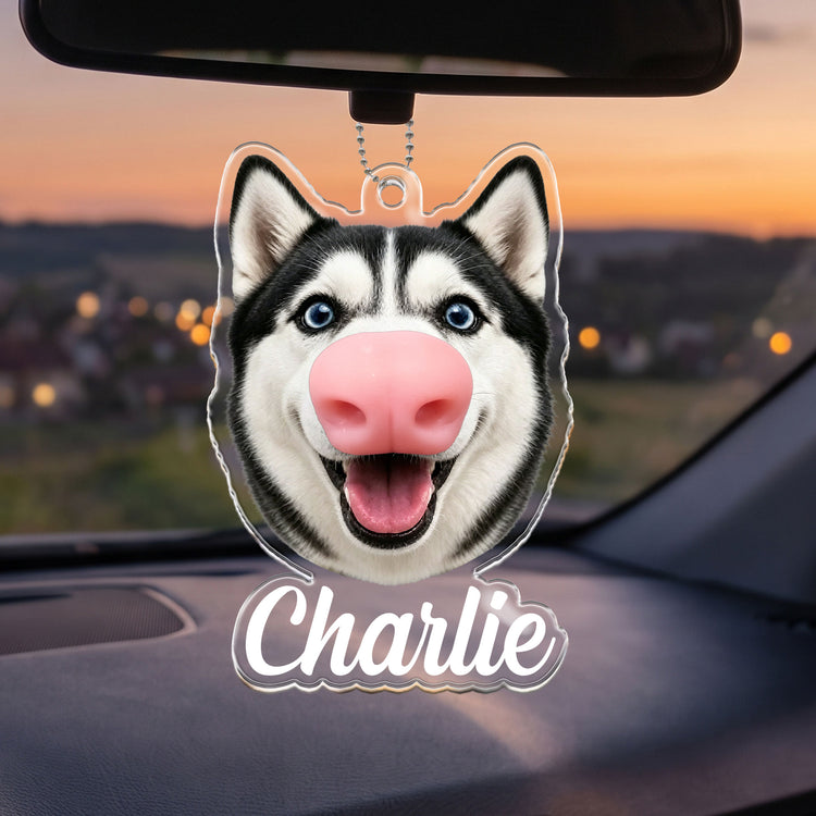Custom Pet Funny Face With Squishy Nose - Personalized Car Hanger 2