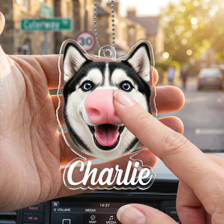 Custom Pet Funny Face With Squishy Nose - Personalized Car Hanger 3