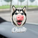 Custom Pet Funny Face With Squishy Nose - Personalized Car Hanger 4