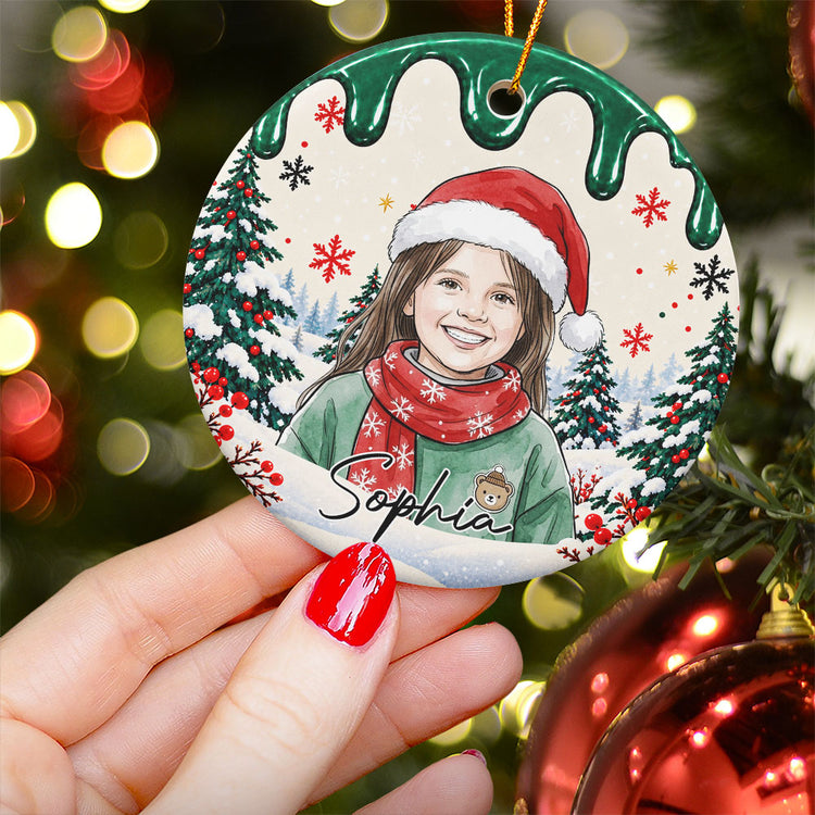 Custom Pet Kid Photo Watercolor Art For Kids, Son, Daughter, Pet Lovers - Personalized Ornament 5