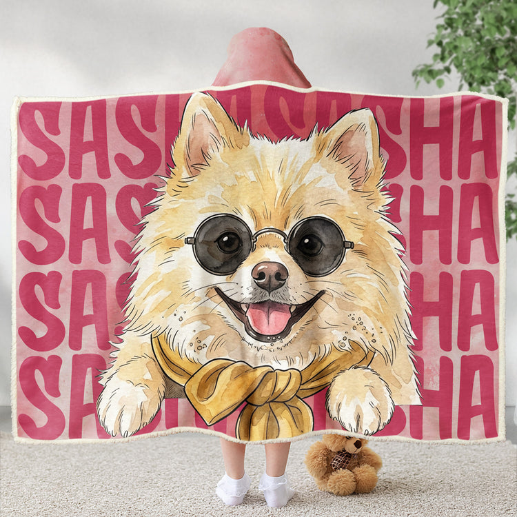 Custom Pet Photo & Name Watercolor Art - Personalized Blanket Hoodie 4
