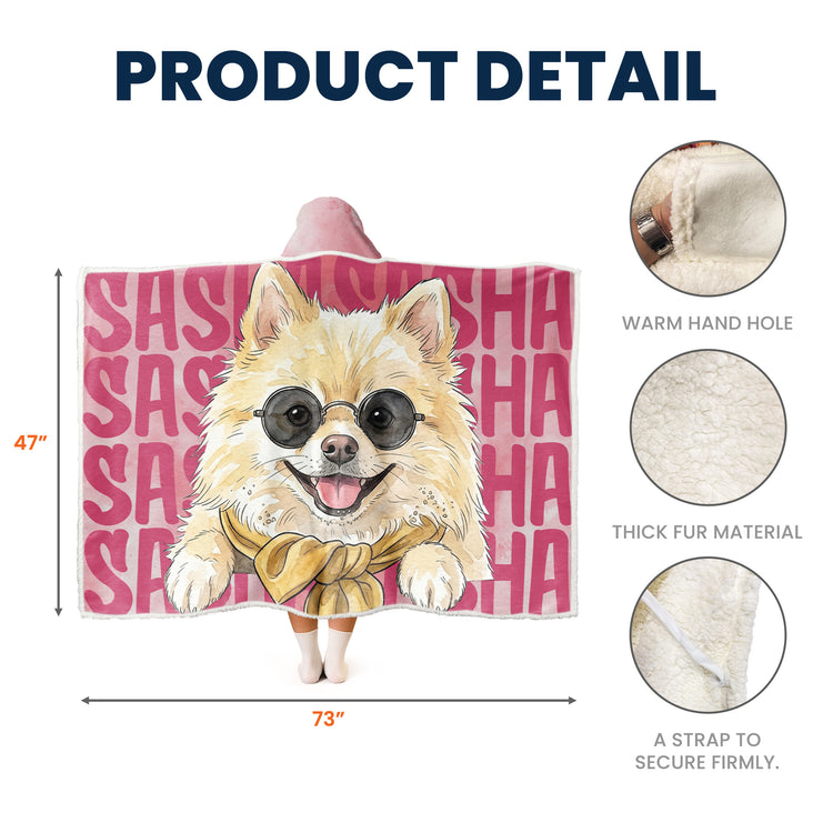 Custom Pet Photo & Name Watercolor Art - Personalized Blanket Hoodie 5