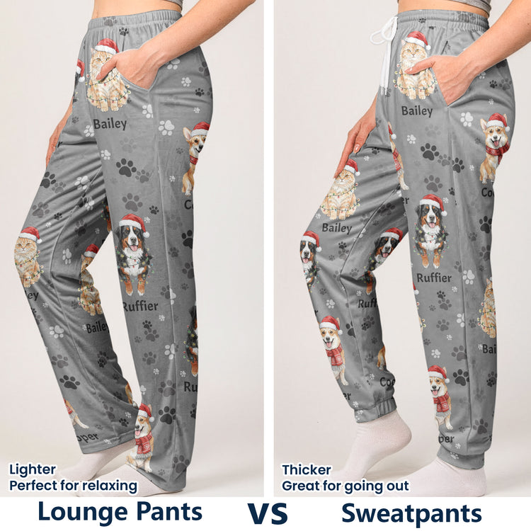 Custom Pet Photo & Name Watercolor Art Pet Lover Gift - Personalized Lounge Pants 9
