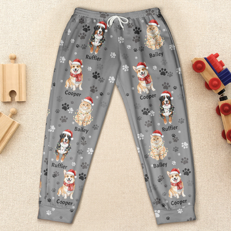 Custom Pet Photo & Name Watercolor Art Pet Lover Gift - Personalized Lounge Pants 10