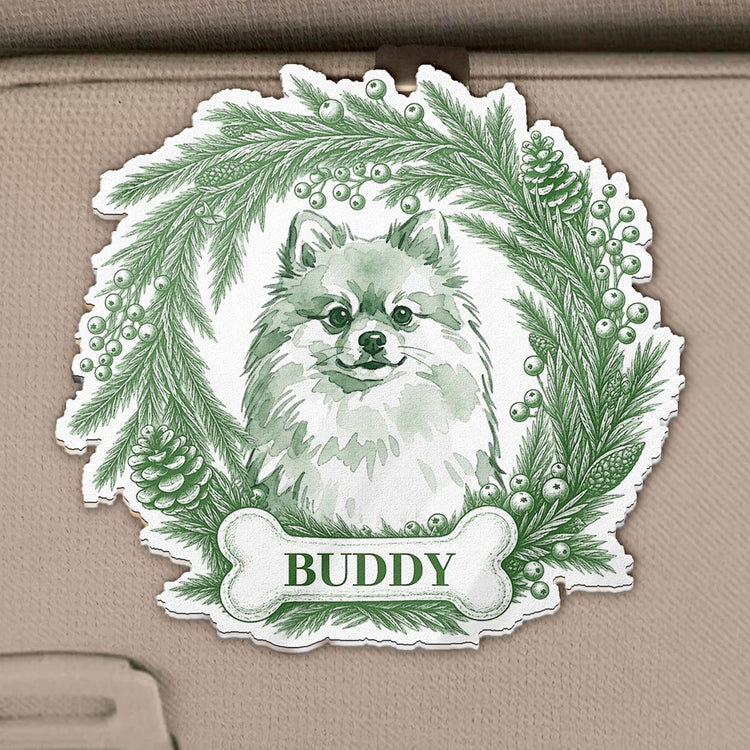 Custom Pet Photo Christmas Memorial, Dog Cat Christmas Photo, Pet Portrait Custom Name Gift - Personalized Car Visor Clip 5