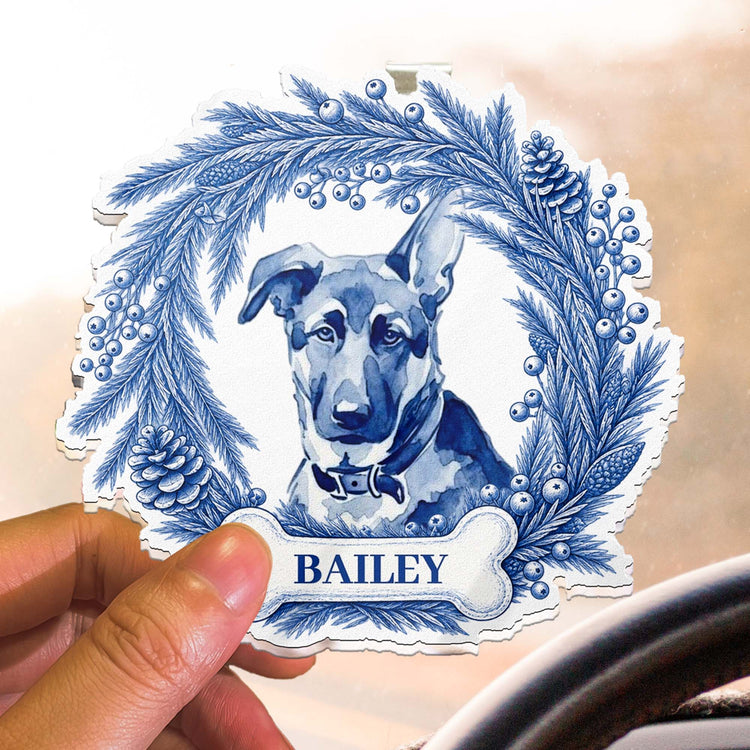Custom Pet Photo Christmas Memorial, Dog Cat Christmas Photo, Pet Portrait Custom Name Gift - Personalized Car Visor Clip 7