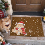 Custom Pet Photo Christmas Watercolor Art Welcome Home - Personalized Doormat 2