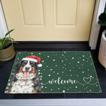 Custom Pet Photo Christmas Watercolor Art Welcome Home - Personalized Doormat 5