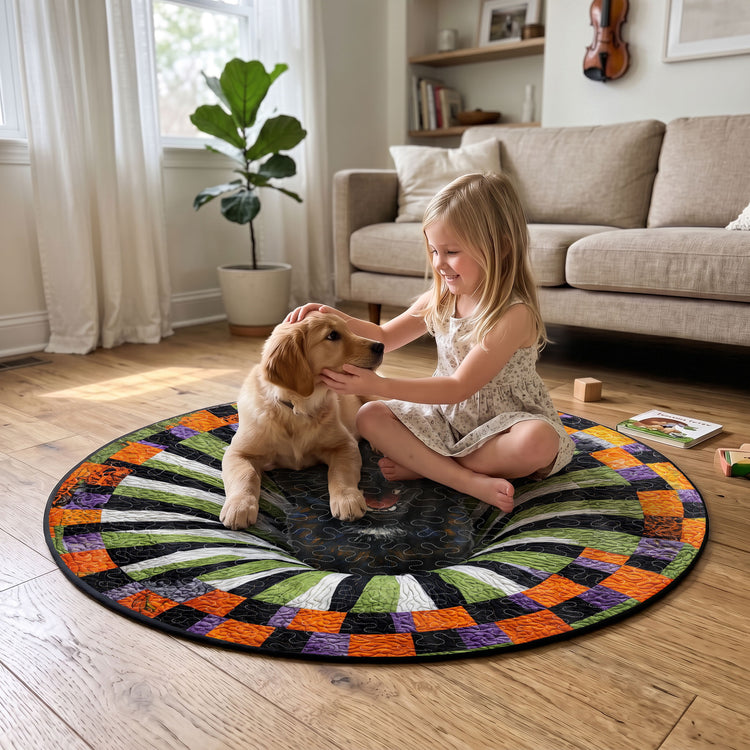 Custom Pet Photo Funny Halloween Scream Art - Personalized Quilted Mat 4