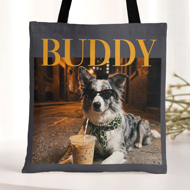 Custom Pet Photo Meme Vintage Graphic Dog Mom Cat Mom Gift - Personalized Tote Bag 2