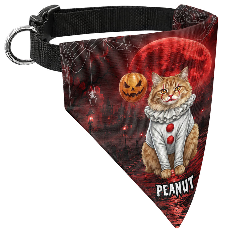 Custom Pet Photo Scary Halloween Clown Spooky Costume - Personalized Bandana Collar 6