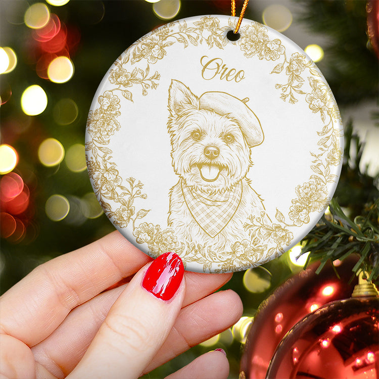Custom Pet Photo Sketch Line Art Chrismtas Tree Decor For Pet Lovers - Personalized Ornament 4