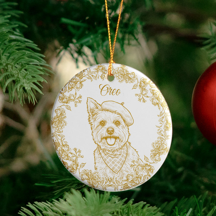 Custom Pet Photo Sketch Line Art Chrismtas Tree Decor For Pet Lovers - Personalized Ornament 5