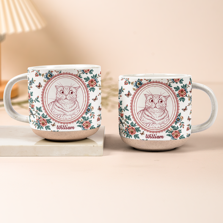 Custom Pet Photo Sketch Line Art Floral Mug Gifts For Pet Lovers - Personalized Mug 2