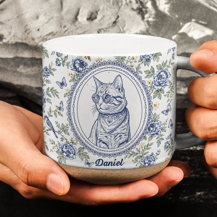 Custom Pet Photo Sketch Line Art Floral Mug Gifts For Pet Lovers - Personalized Mug 3