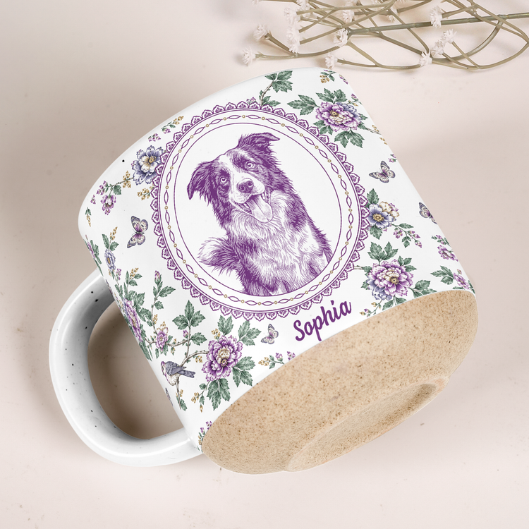 Custom Pet Photo Sketch Line Art Floral Mug Gifts For Pet Lovers - Personalized Mug 4