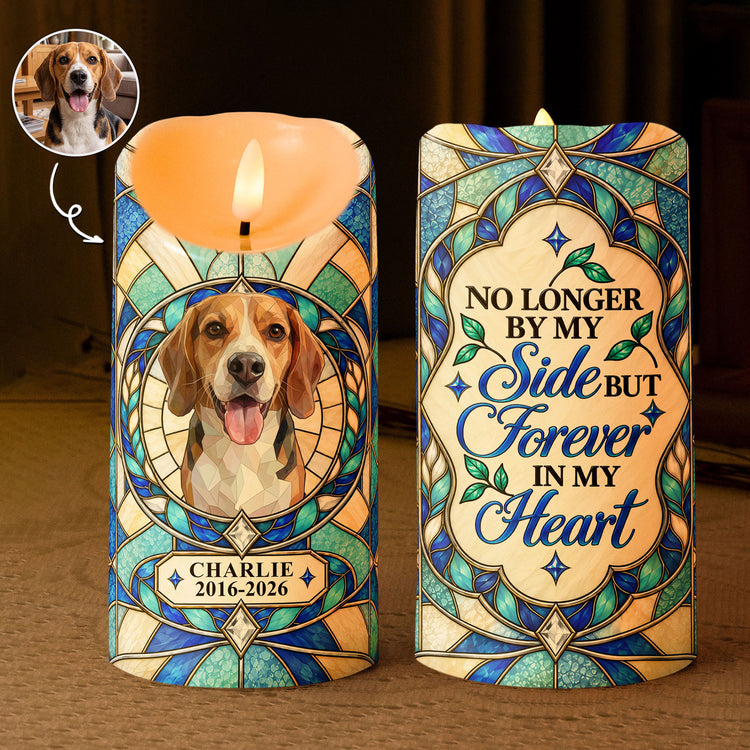 Custom Pet Photo Stained Glass Art For Pet Lover Pet Loss Gift - Personalized LED Candle 1