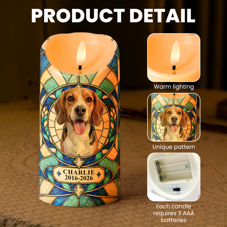Custom Pet Photo Stained Glass Art For Pet Lover Pet Loss Gift - Personalized LED Candle 5