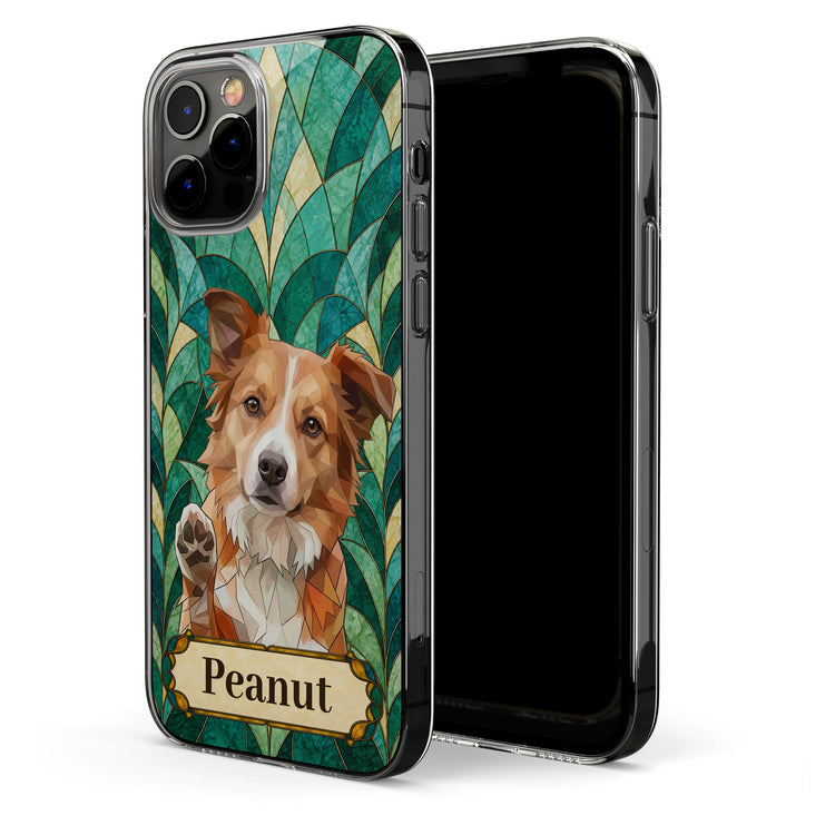 Custom Pet Photo Stained Glass Style Art For Pet Lovers - Personalized Phone Case 3