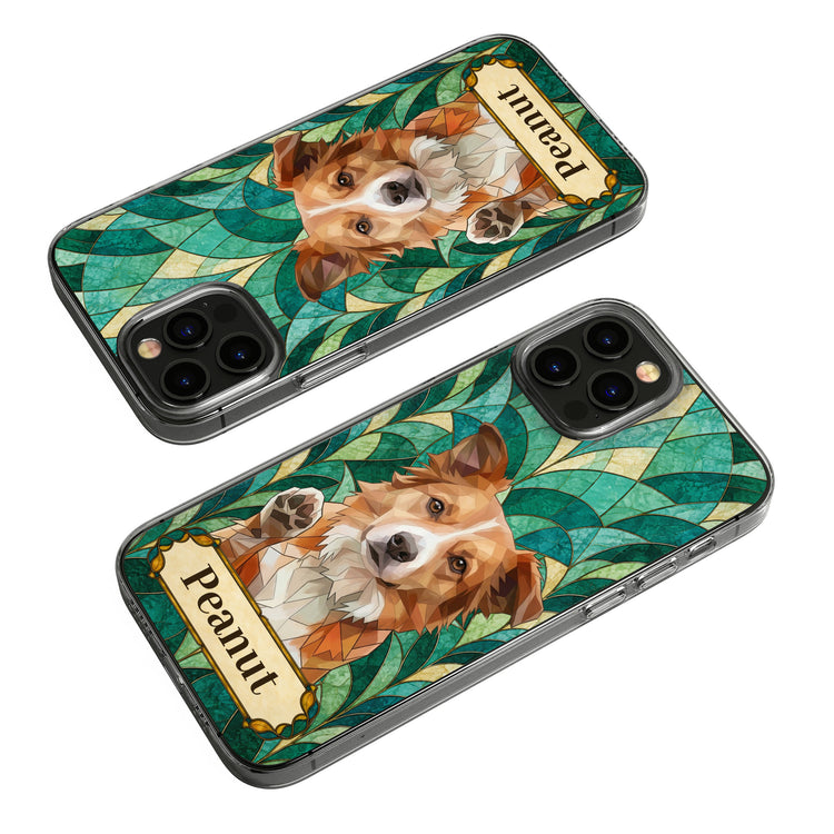 Custom Pet Photo Stained Glass Style Art For Pet Lovers - Personalized Phone Case 6