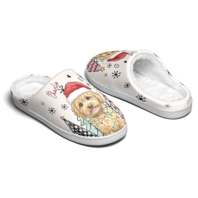 Custom Pet Photo Watercolor Art Christmas Gift For Pet Lovers - Personalized Slippers 4