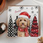 Custom Pet Photo Watercolor Art Christmas Table Decor - Personalized Coaster 3