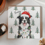 Custom Pet Photo Watercolor Art Christmas Table Decor - Personalized Coaster 4