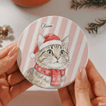 Custom Pet Photo Watercolor Art Christmas Table Decor - Personalized Coaster 6