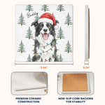Custom Pet Photo Watercolor Art Christmas Table Decor - Personalized Coaster 8