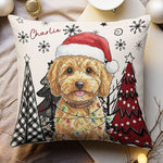 Custom Pet Photo Watercolor Art Christmas Winter Decor Gift - Personalized Pillow 2