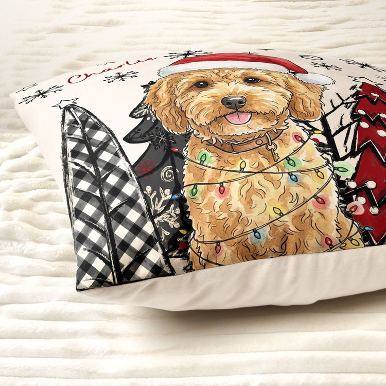 Custom Pet Photo Watercolor Art Christmas Winter Decor Gift - Personalized Pillow 4
