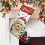 Custom Pet Photo Watercolor Art Christmas Winter Decor Gift - Personalized Stocking 2
