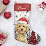 Custom Pet Photo Watercolor Art Christmas Winter Decor Gift - Personalized Stocking 3