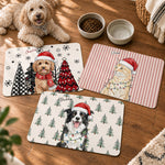 Custom Pet Photo Watercolor Christmas Food Placemat - Personalized Pet Feeding Mat 1