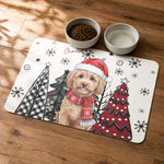 Custom Pet Photo Watercolor Christmas Food Placemat - Personalized Pet Feeding Mat 2