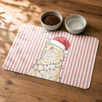 Custom Pet Photo Watercolor Christmas Food Placemat - Personalized Pet Feeding Mat 3