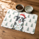 Custom Pet Photo Watercolor Christmas Food Placemat - Personalized Pet Feeding Mat 4