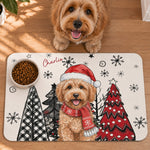 Custom Pet Photo Watercolor Christmas Food Placemat - Personalized Pet Feeding Mat 5