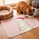 Custom Pet Photo Watercolor Christmas Food Placemat - Personalized Pet Feeding Mat 6