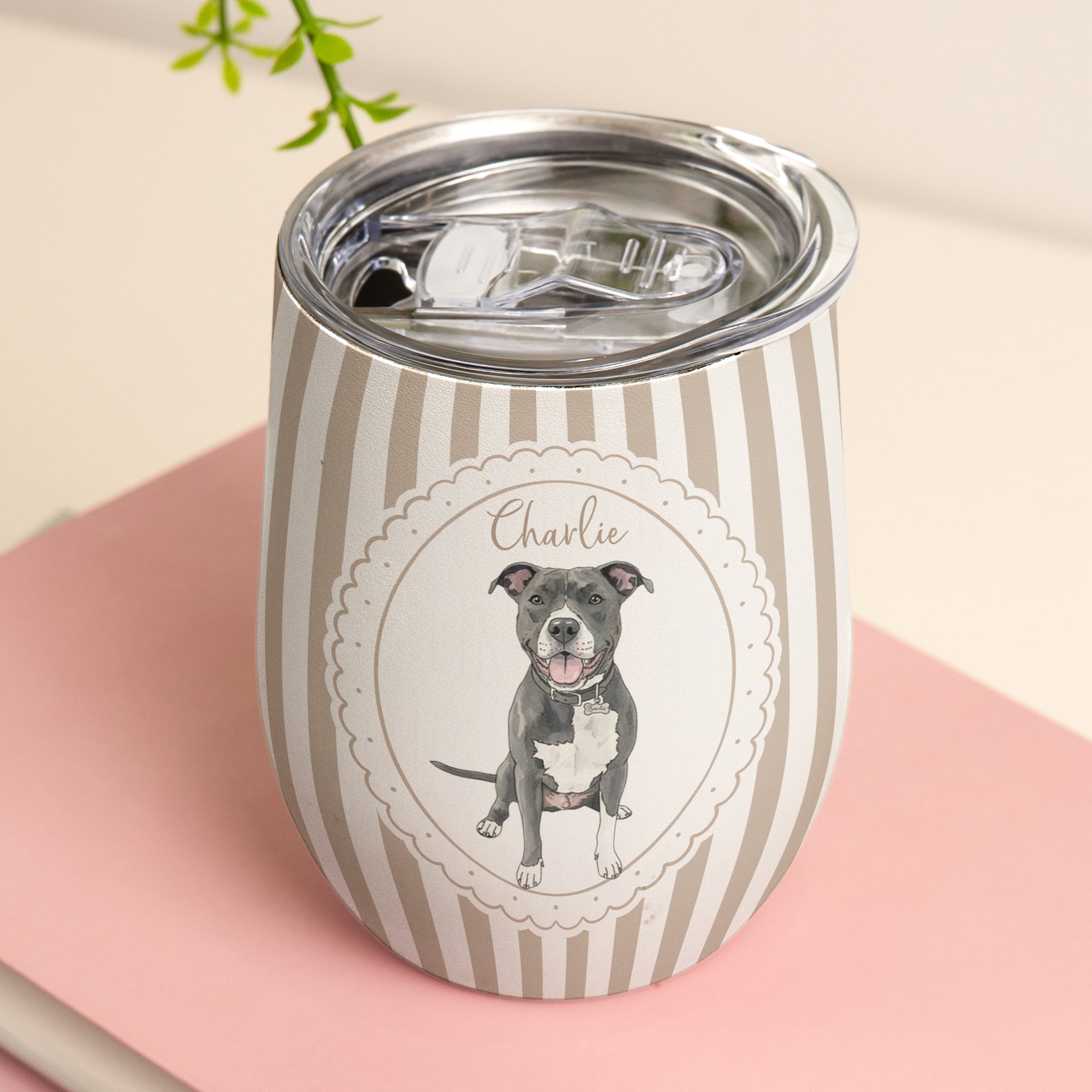 Custom Pet Photo Watercolor Colorful - Personalized Wine Tumbler  5